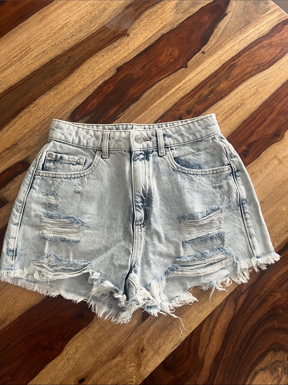 Garage Festival Distressed High-Rise Denim Shorts